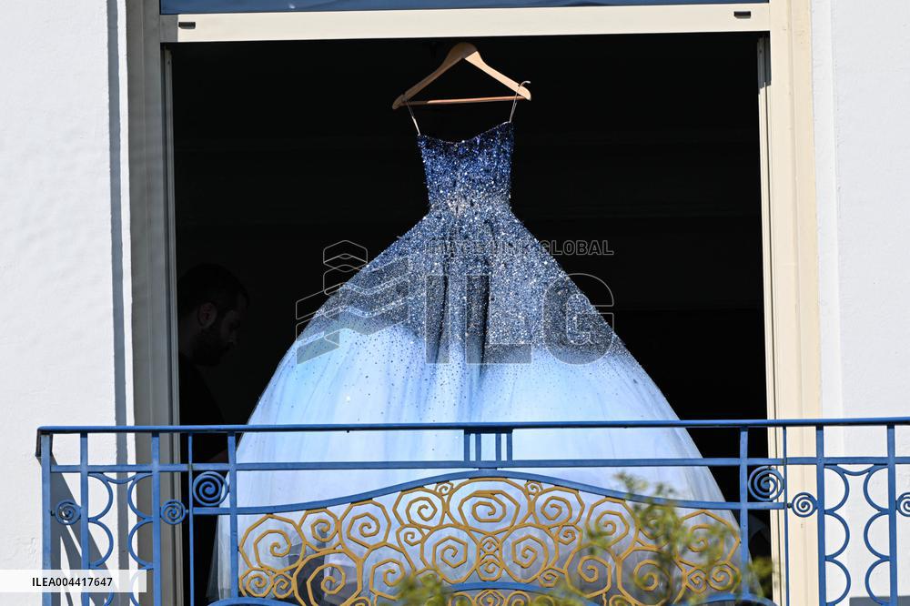 Cannes - Blue Dress On Hotel Martinez Balcony