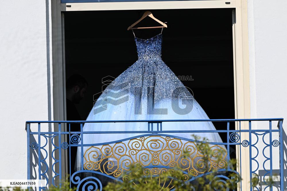 Cannes - Blue Dress On Hotel Martinez Balcony