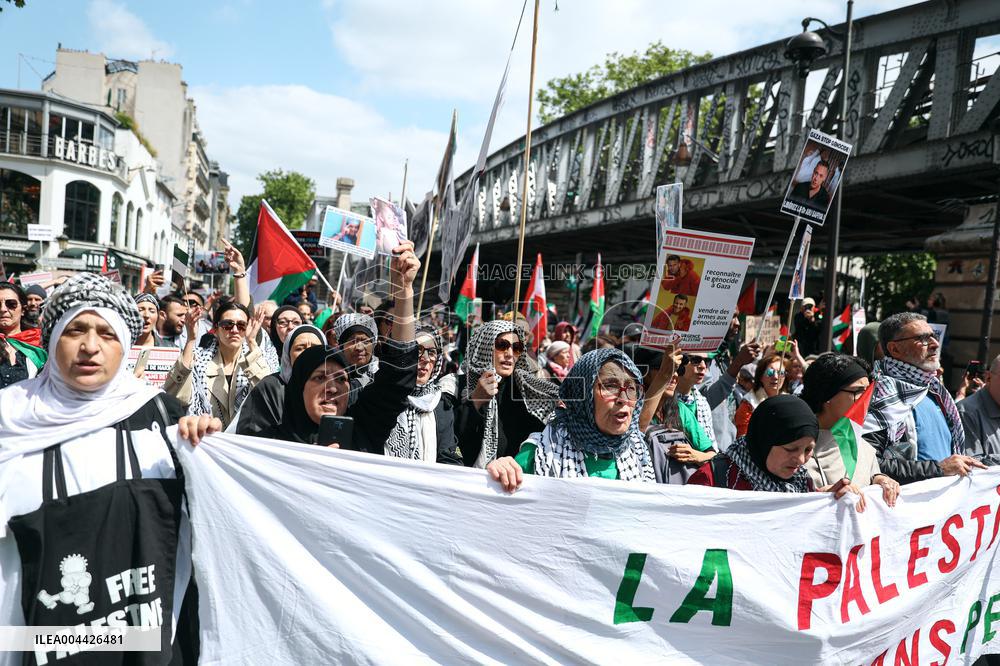 Pro-Palestinian Protest For Nakba 77th Anniversary - Paris