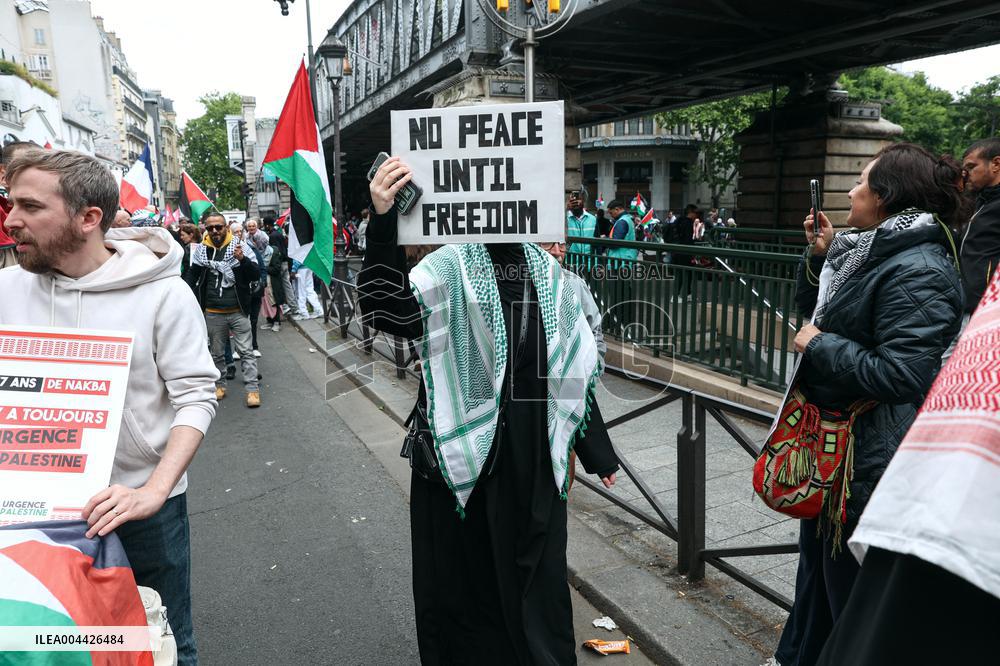 Pro-Palestinian Protest For Nakba 77th Anniversary - Paris