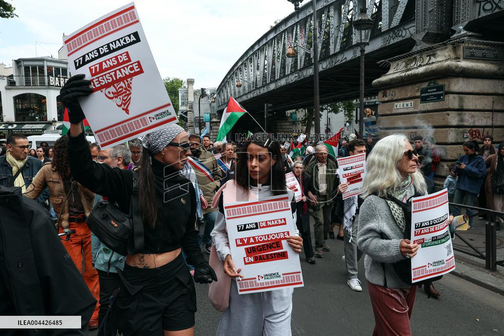 Pro-Palestinian Protest For Nakba 77th Anniversary - Paris