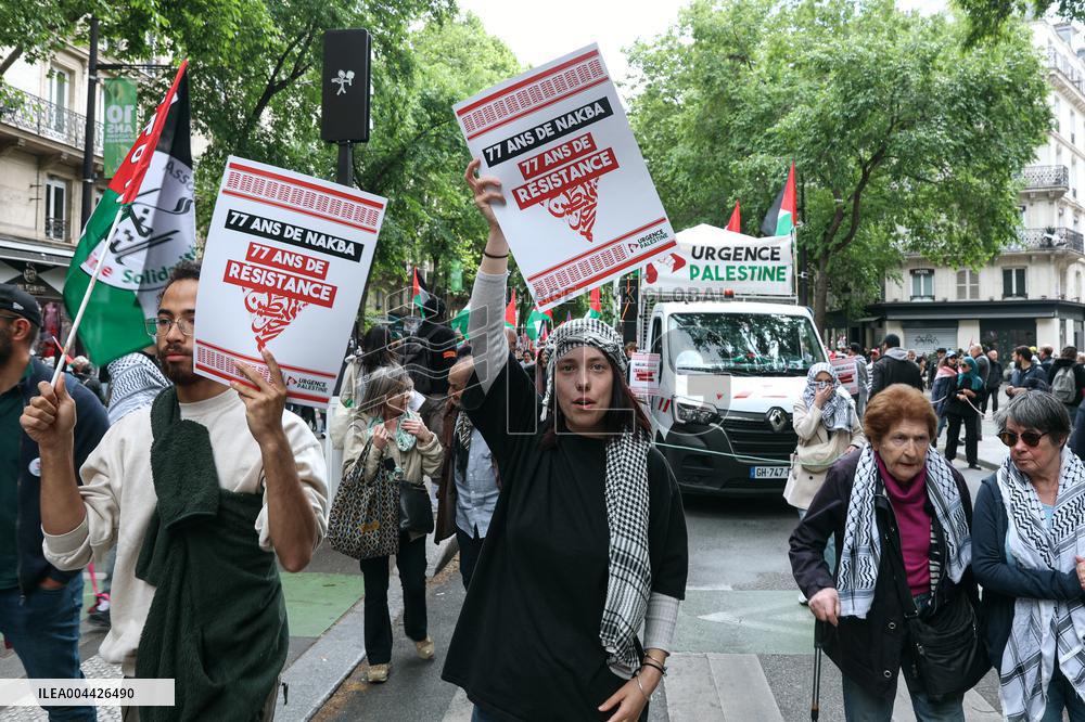 Pro-Palestinian Protest For Nakba 77th Anniversary - Paris