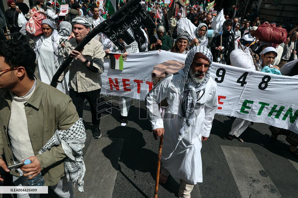 Pro-Palestinian Protest For Nakba 77th Anniversary - Paris