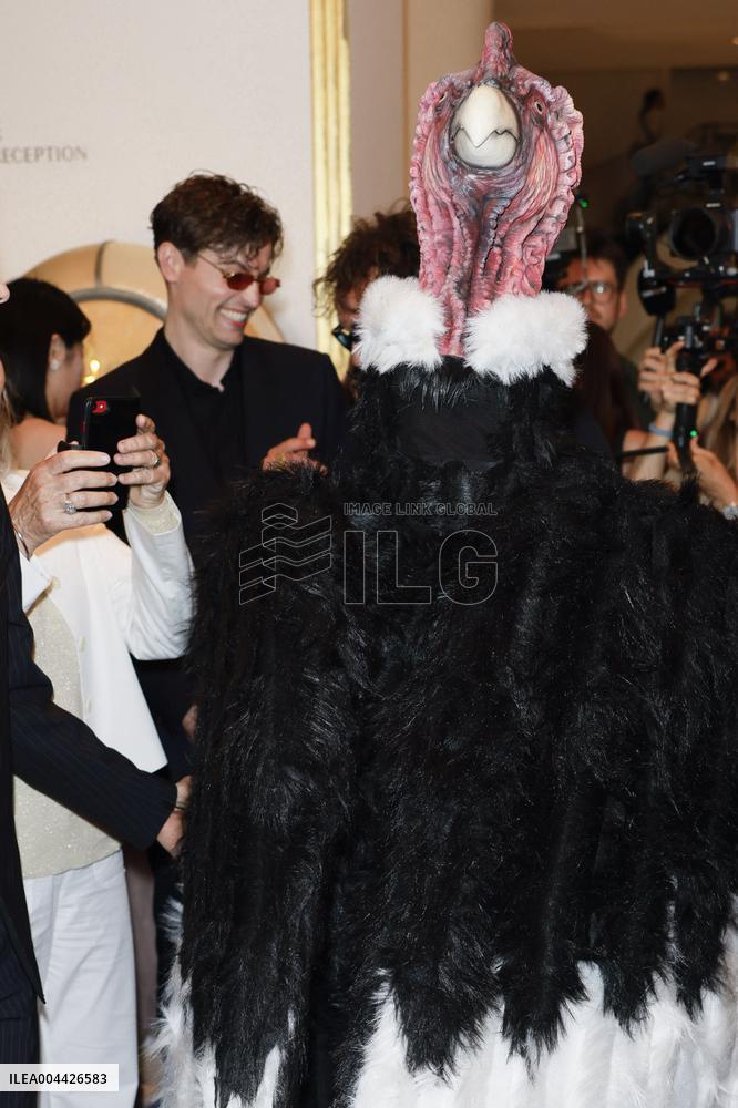 Cannes Raphael Quenard, Francois Civil, Michel Hazanavicius walk with condor from Hotel Martinez MP