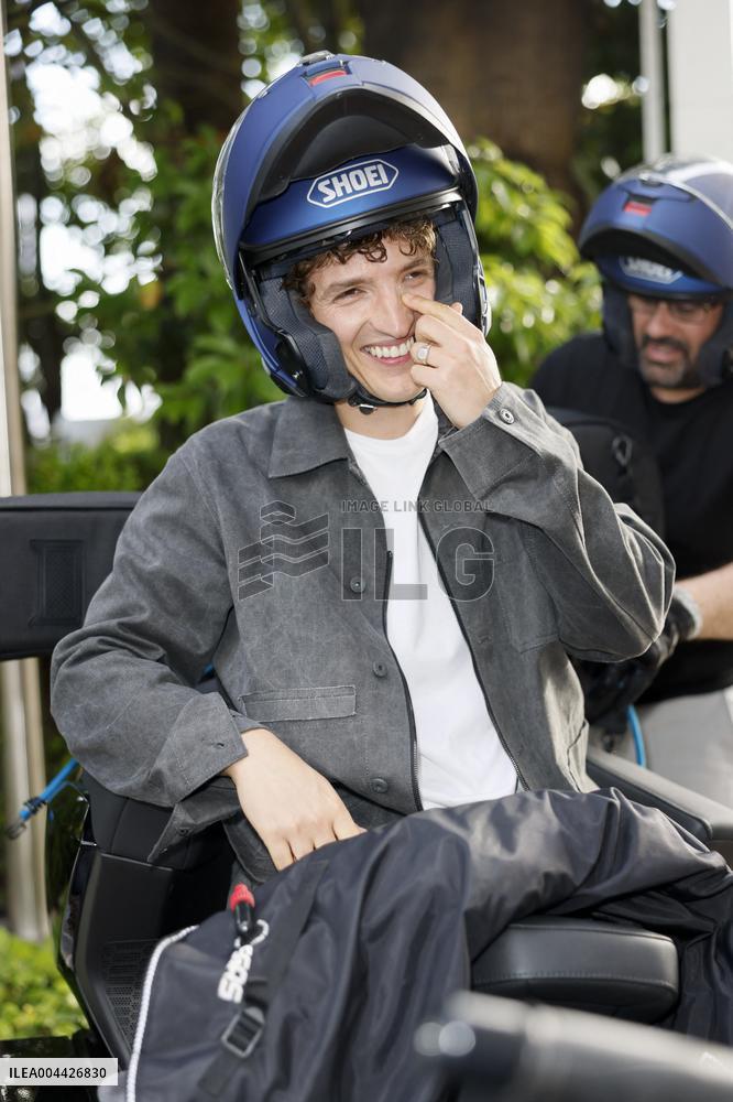 Cannes Aliocha Schneider leaves Hotel Martinez MP