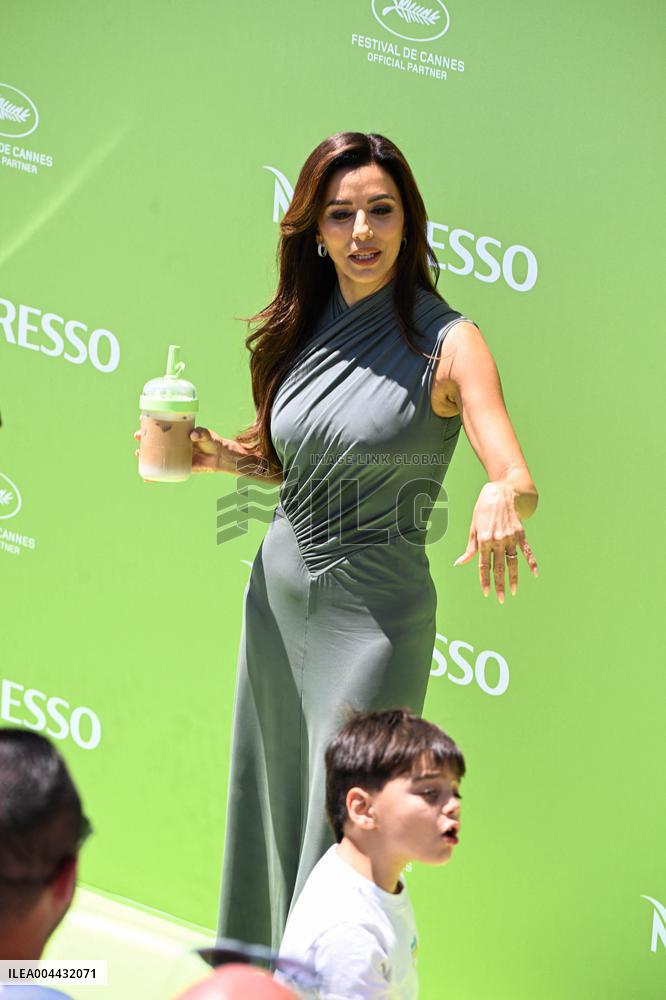 Cannes - Eva Longoria At Nespresso Shooting With Her Son
