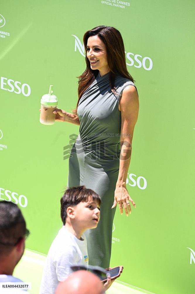 Cannes - Eva Longoria At Nespresso Shooting With Her Son