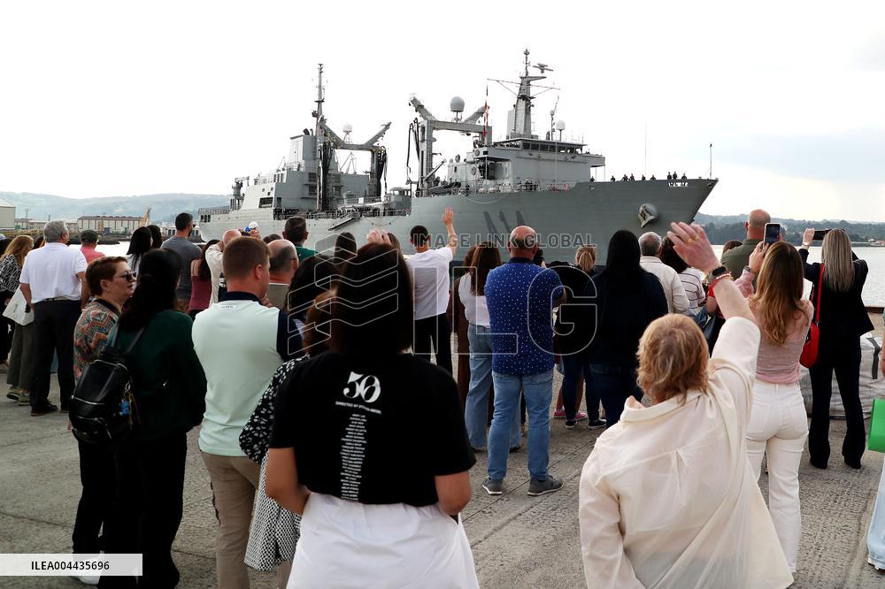 Frigate and Ship Return to Ferrol After Noble Shield - Spain
