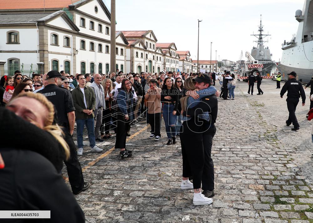 Frigate and Ship Return to Ferrol After Noble Shield - Spain