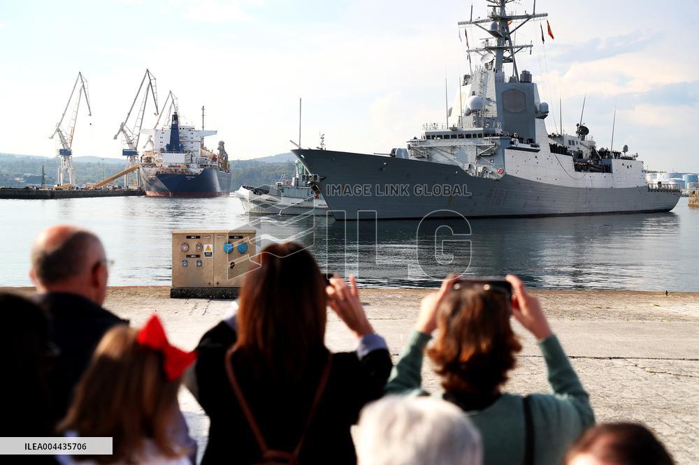 Frigate and Ship Return to Ferrol After Noble Shield - Spain