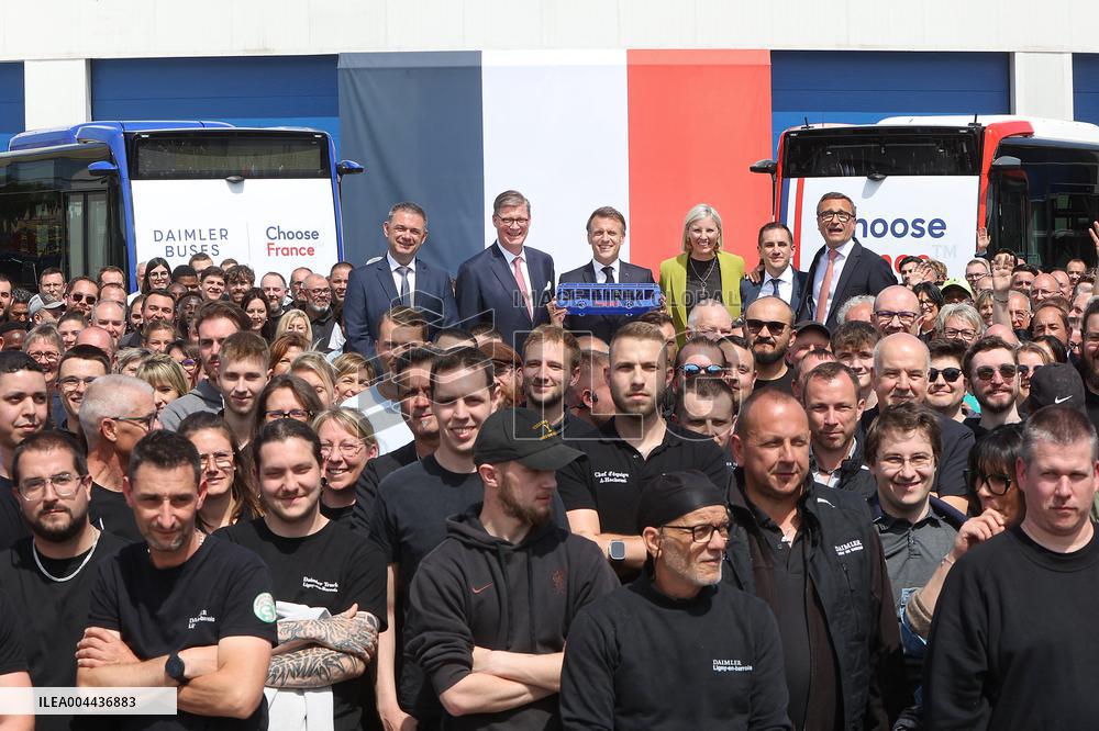 President Macron at the Daimler Buses Site - Meuse