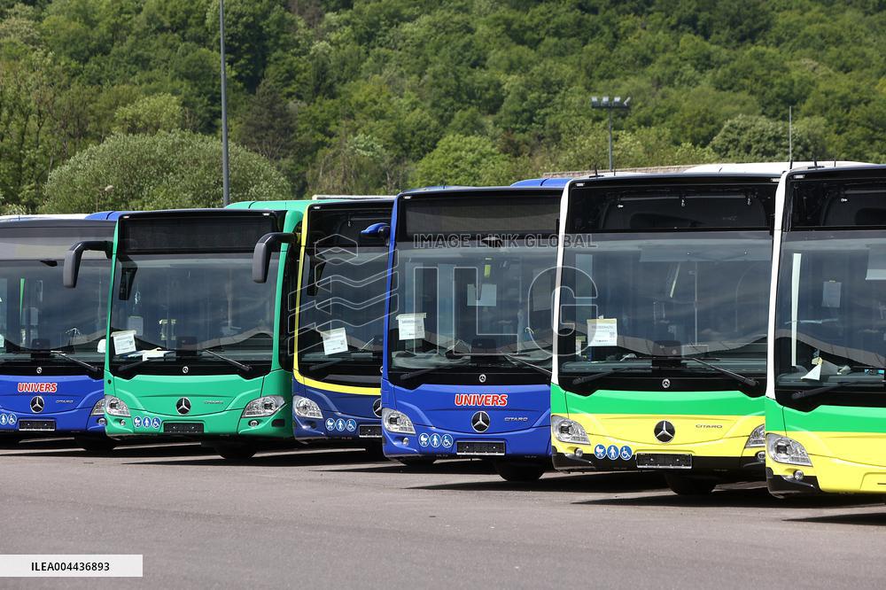 President Macron at the Daimler Buses Site - Meuse