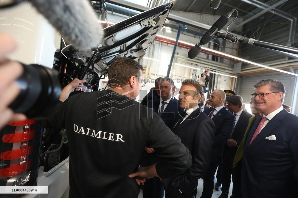 President Macron at the Daimler Buses Site - Meuse
