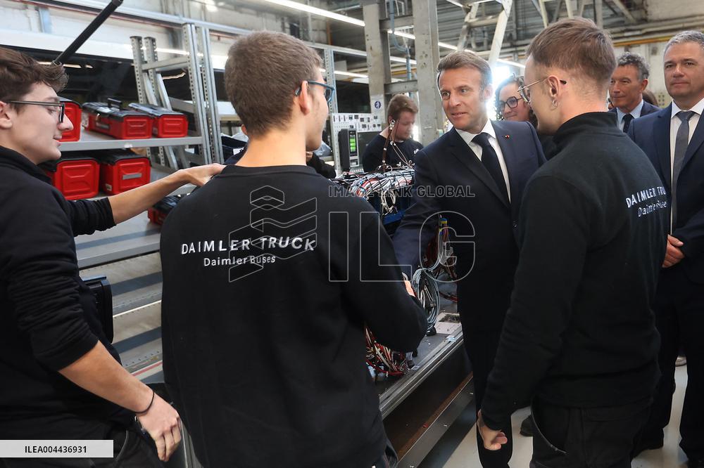 President Macron at the Daimler Buses Site - Meuse