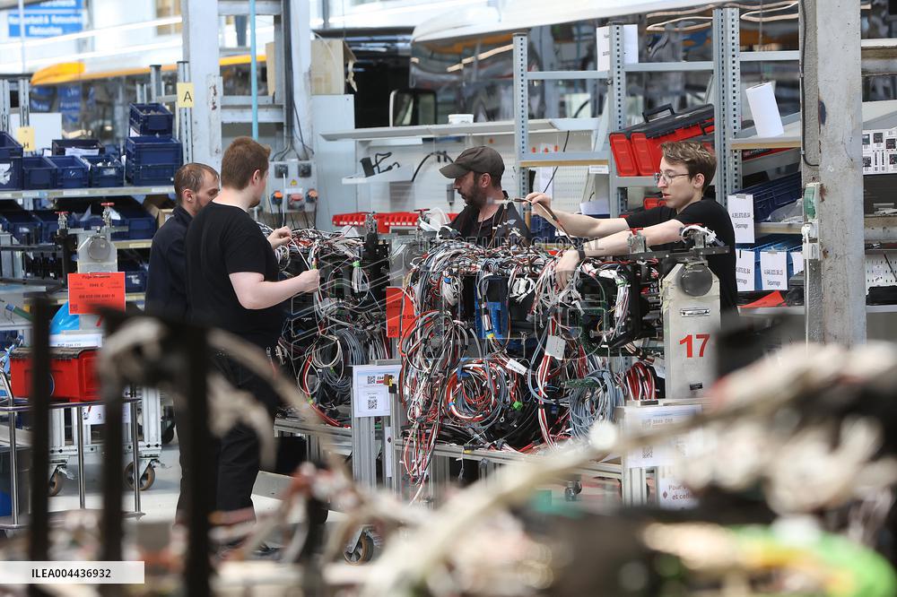 President Macron at the Daimler Buses Site - Meuse