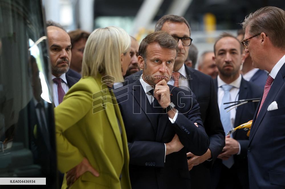 President Macron at the Daimler Buses Site - Meuse