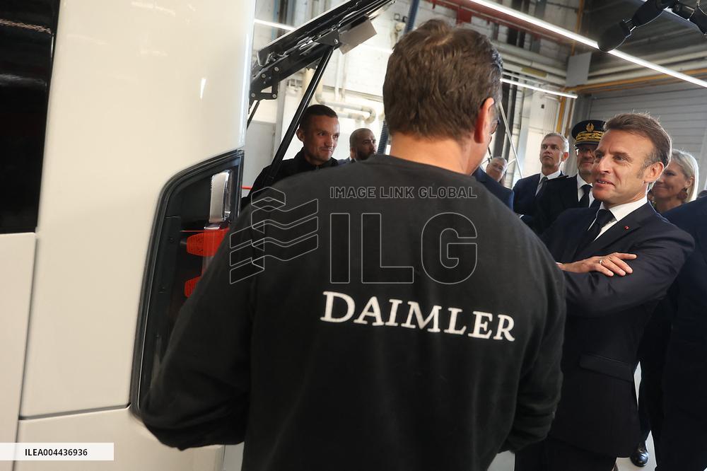 President Macron at the Daimler Buses Site - Meuse