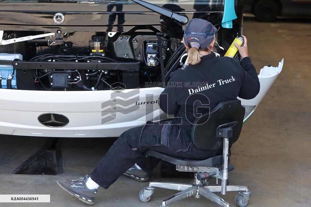 President Macron at the Daimler Buses Site - Meuse