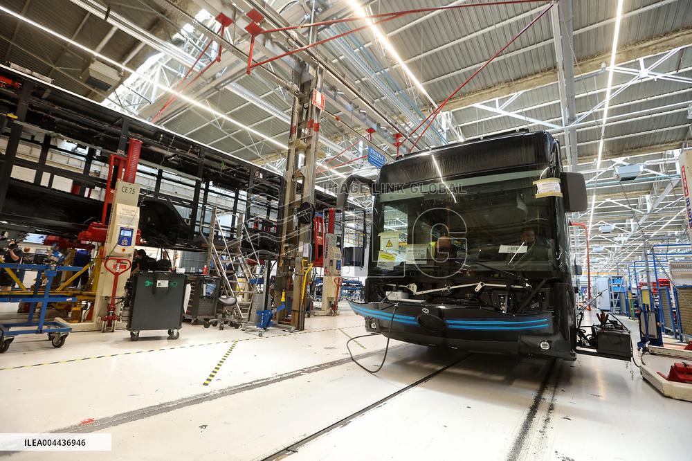 President Macron at the Daimler Buses Site - Meuse
