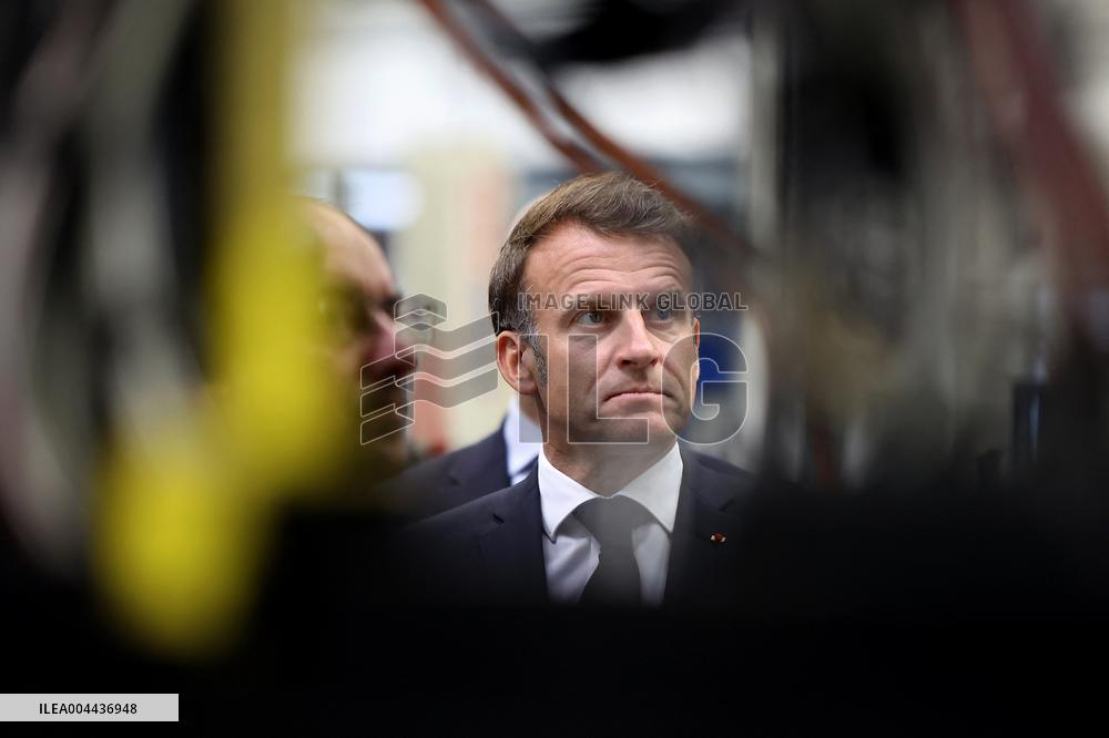 President Macron at the Daimler Buses Site - Meuse