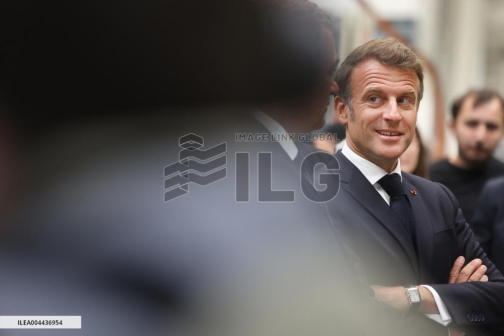 President Macron at the Daimler Buses Site - Meuse