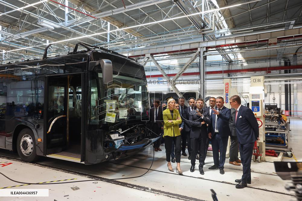 President Macron at the Daimler Buses Site - Meuse