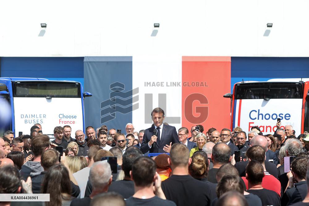 President Macron at the Daimler Buses Site - Meuse