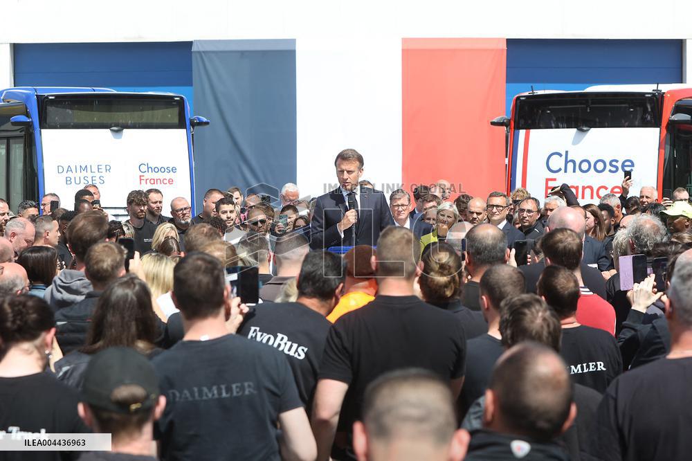 President Macron at the Daimler Buses Site - Meuse