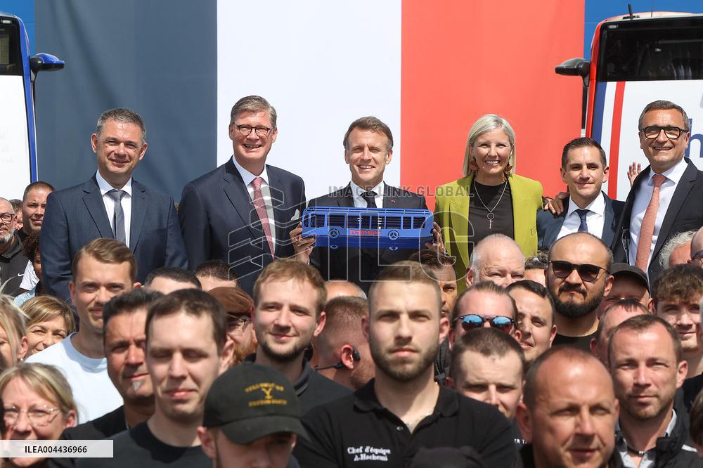 President Macron at the Daimler Buses Site - Meuse
