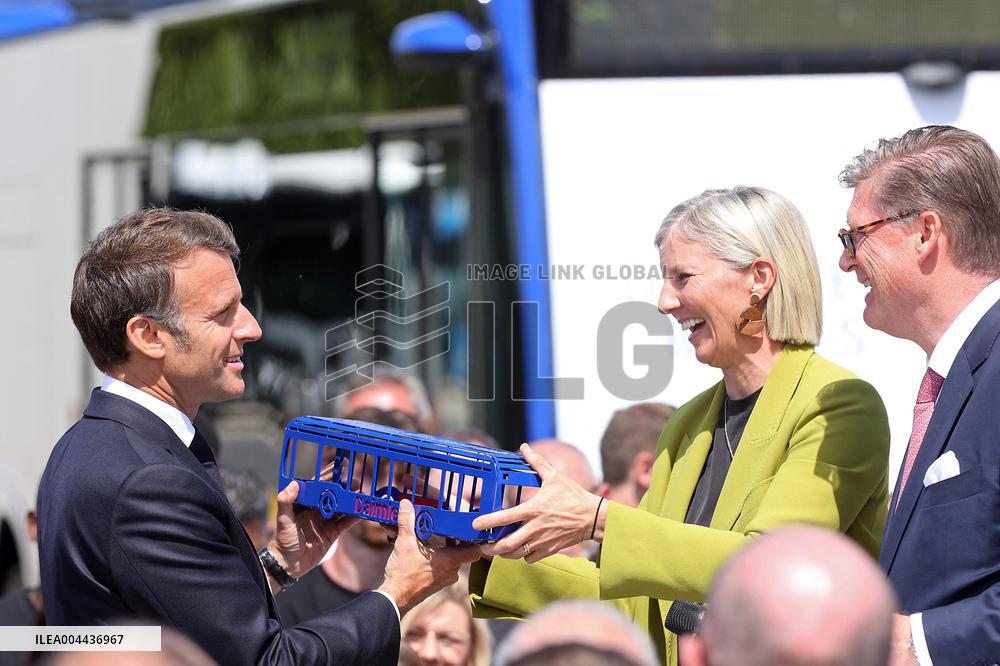 President Macron at the Daimler Buses Site - Meuse