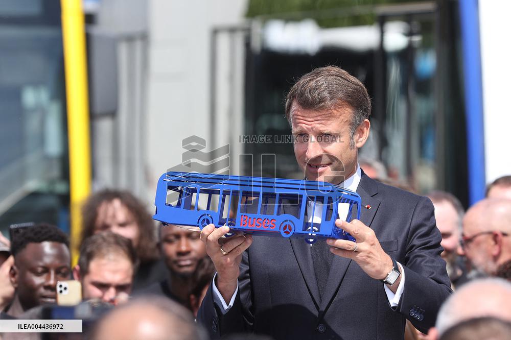 President Macron at the Daimler Buses Site - Meuse