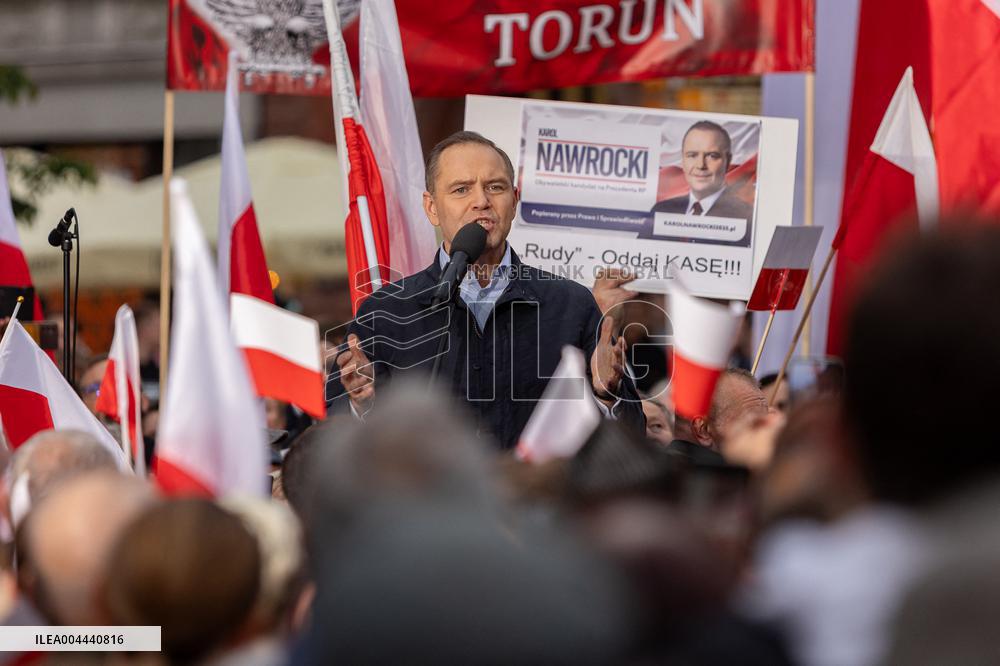 Karol Nawrocki Campaigns in Torun for Presidential Election - Poland