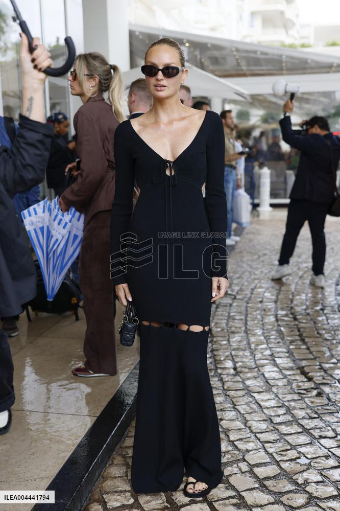 Cannes Romee Strijd is spotted at Hotel Martinez MP