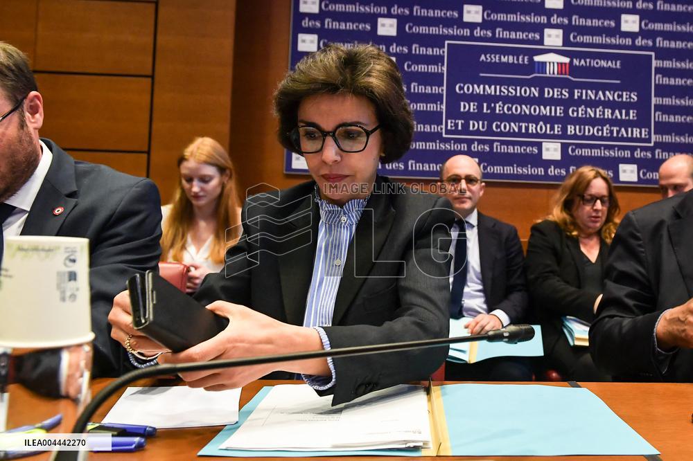 Hearing of French Culture Minister Rachida Dati before the finance committee in Paris - FA