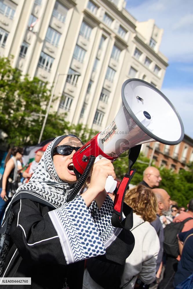 Pro-Palestinian Protest At Congress of Deputies - Madrid