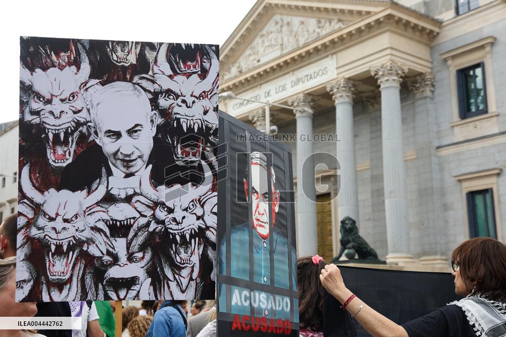 Pro-Palestinian Protest At Congress of Deputies - Madrid