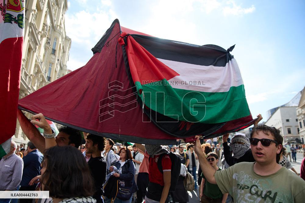 Pro-Palestinian Protest At Congress of Deputies - Madrid
