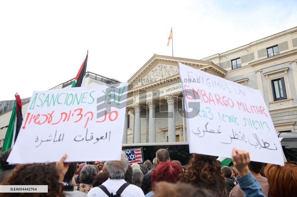 Pro-Palestinian Protest At Congress of Deputies - Madrid