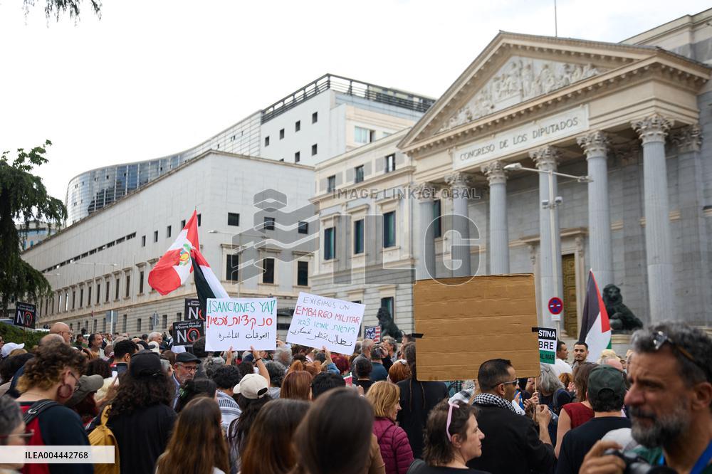 Pro-Palestinian Protest At Congress of Deputies - Madrid