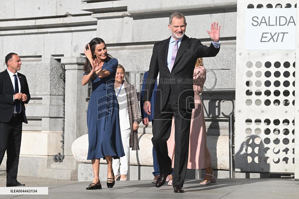 Spanish Royal Couple Leaving Madrid Press Association Awards Ceremony - Spain