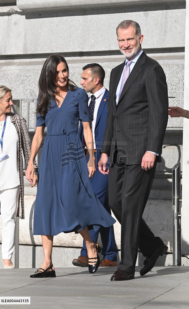 Spanish Royal Couple Leaving Madrid Press Association Awards Ceremony - Spain