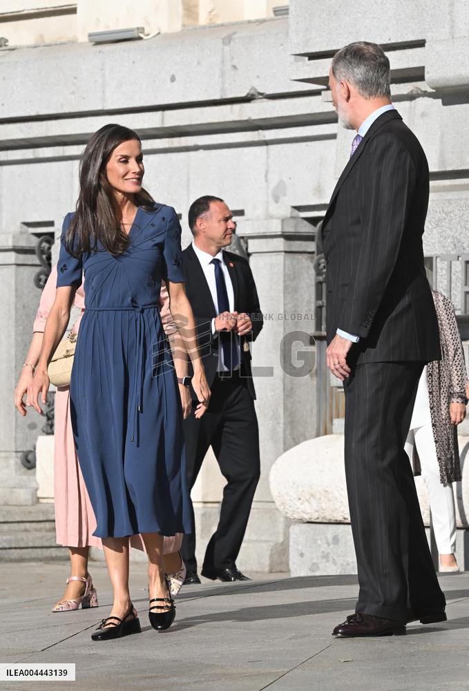 Spanish Royal Couple Leaving Madrid Press Association Awards Ceremony - Spain