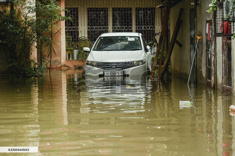 Heavy Rain Floods Guwahati Streets - India