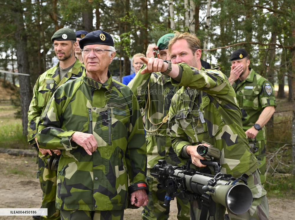 KING CARL GUSTAF VISITS SWEDISH NATO SOLDIERS