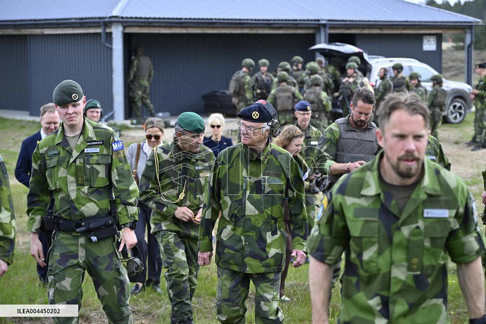 KING CARL GUSTAF VISITS SWEDISH NATO SOLDIERS