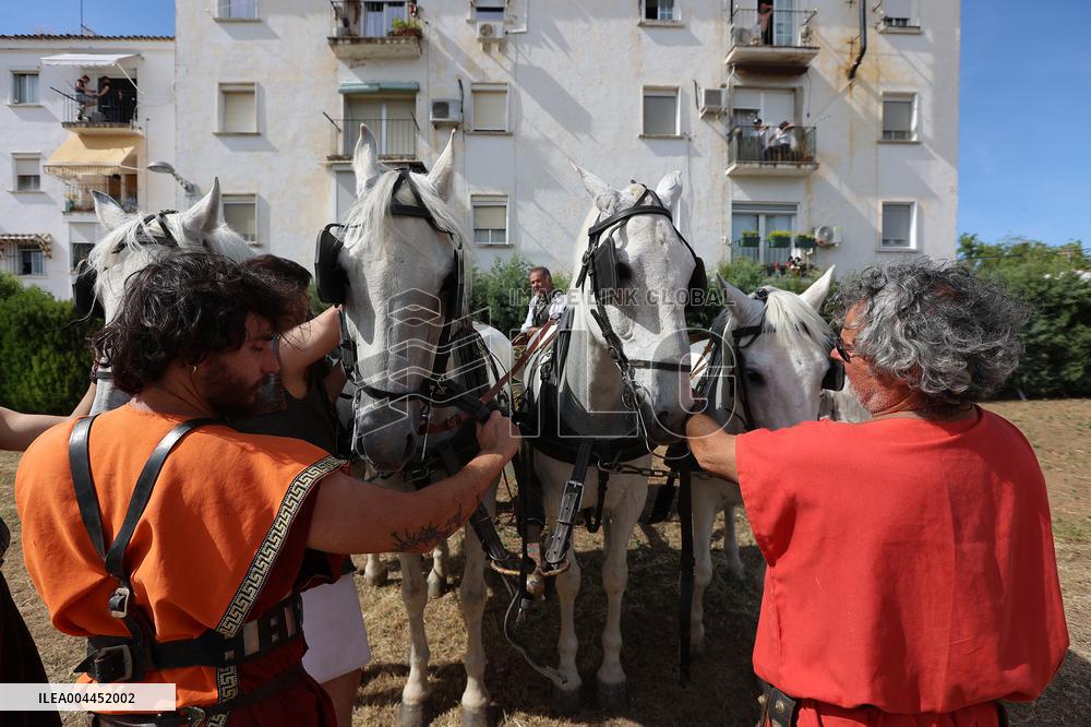Roman Chariot Race During Emerita Lvdica - Spain