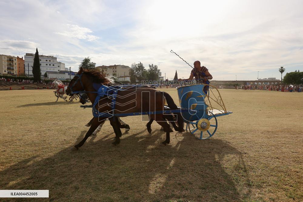 Roman Chariot Race During Emerita Lvdica - Spain
