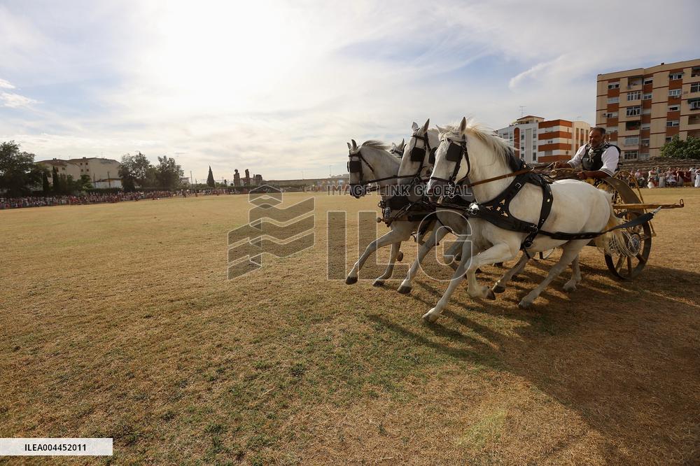 Roman Chariot Race During Emerita Lvdica - Spain