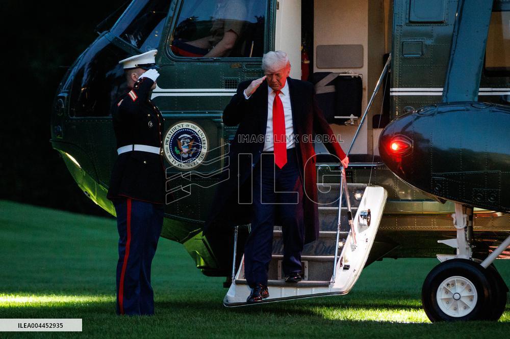 U.S. President Trump Returns to the White House