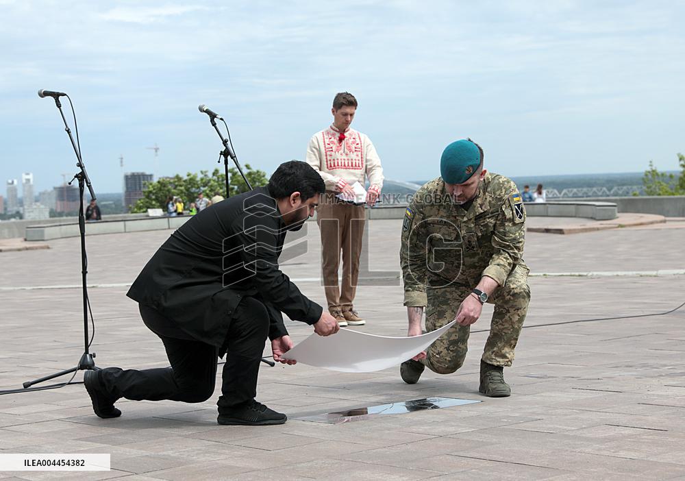 Inauguration of Marine Corps memorial sign in Kyiv